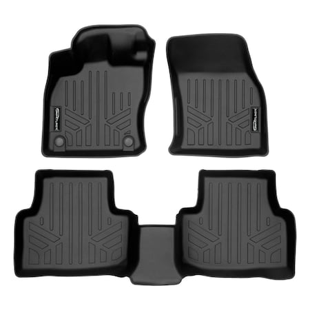 Smartliner SA0562-B0562 All Weather Custom Fit 2 Row Floor Mat Liner Set for 2022-2023 Volkswagen Taos, Black SA0562/B0562